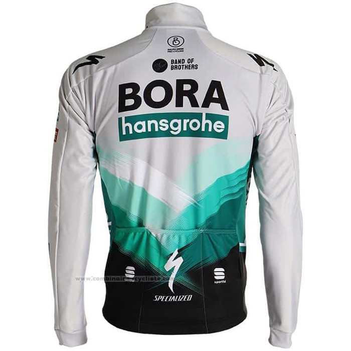 2021 Maillot Cyclisme Bora-Hansgrone Blanc Manches Longues et Cuissard
